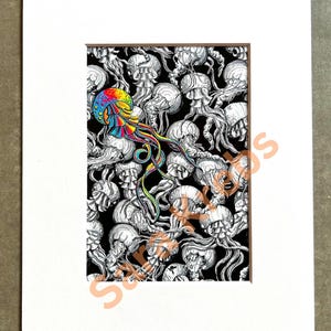 ART PRINT - 8x10 Matted: Sea of Jellyfish