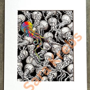 ART PRINT - 11x14 Matted: Sea of Jellyfish