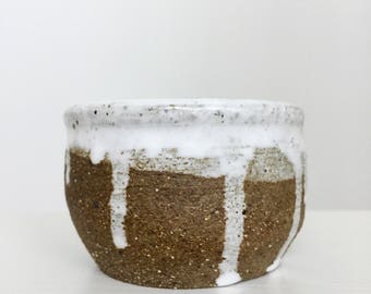 Ceramic bowl, dark stoneware ceramic bowl, white foodsafe glaze, pottery gift