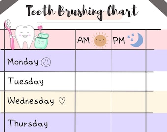 Kids' Teeth Brushing Chart: Motivational Sticker Chart (Digital Download)