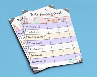 Toddler Brushing Chart: Weekly Teeth Brushing Checklist (Digital Download)