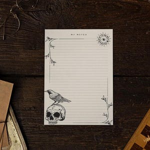 Notitiepagina's Gothic, Gothic briefpapier, blanco notities, sjabloon studienotitie, collegenotities, afdrukbaar stationair digitaal, pdf-bestand direct downloaden