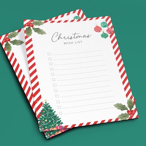 Druckbare Weihnachtsliste, Weihnachtswunschliste, Weihnachtsgeschenkliste, Digitale Weihnachtsliste, Weihnachtsliste Vorlage, Sofort Download PDF