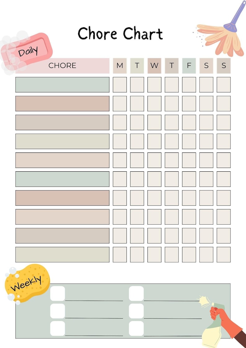 Home Chore Chart: Family Task Planner (digital Download) - Etsy