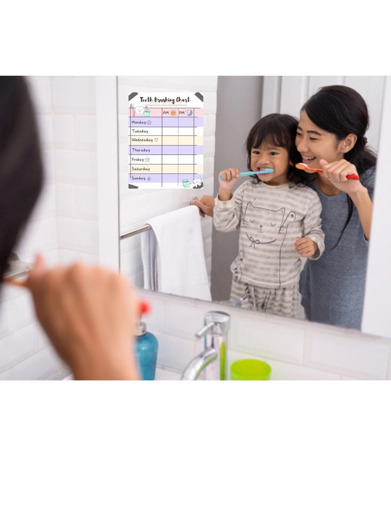 Kids' Teeth Brushing Chart Motivational Sticker Chart (digital