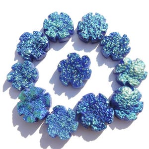 10 Pcs Natural Blue Titanium Coated Druzy Carved Round Shaped Loose Gemstone Round Carved Druzy Size 23 - 20 MM
