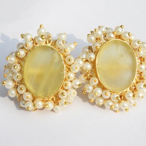 Raw Gemstone Earrings Raw Lemon Topaz Earrings Pearl Earrings Natural Rough Earrings Matte Finish Earrings Gemstone Earrings