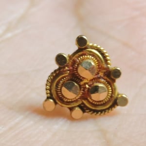 Anillo de nariz indio 1 pieza hermoso anillo de nariz de oro amarillo sólido natural de 22 kt anillo de nariz indio para nariz perforada