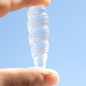 1 Pc Natural Crystal Quartz Hand Carved Turritella Shell Sea Shell Carved Gemstone Shell Size 50X15 MM