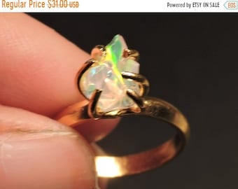 Etsy Sale 1 Pc Beautiful 22 Kt Gold Polished On 92.5 Sterling Silver Natural Ethiopian Welo Fire Raw Opal Ring Raw Gemstone Ring Fire Opal R