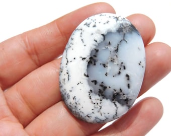 1 Pc   Natural  Dendrite Smooth Polished Oval Shaped Cabochon Dendrite Opal Oval Gemstone Size 40X30 MM