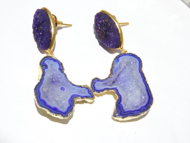 On Sale Druzy EarringsSolar Druzy EarringsGemstone Earrings22 Kt Gold Electroplated Cave Druzy Earrings Gift For Her