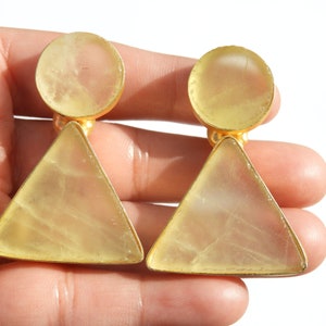 Raw Gemstone Earrings Natural Rough Earrings Lemon Topaz Earrings Gemstone Earrings