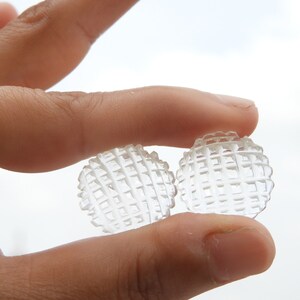 Carved Gemstone Natural Rock Crystal Quartz Round Shaped Gemstones 2 Pcs Carved Round Size 20 MM