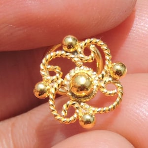Indian Nose Ring Beautiful Natural 22 Kt Gold Polished On 92.5 Sterling Silver Indian Nose Pin Nose Ring Nose Hoop Indian Nose Bali