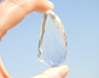 Natural Rock Crystal Quartz Faceted Fancy Shaped Loose Gemstone Size 50X22 MM