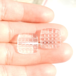 Carved Crystal Quartz Natural Crystal Quartz Carved Square Shaped Gemstones 2 Pcs Size 12 MM