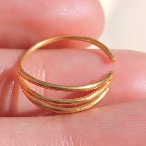 Anillo de nariz indio de oro de 22 quilates pulido, muy bonito, aro de nariz indio Bali para perforación nasal.