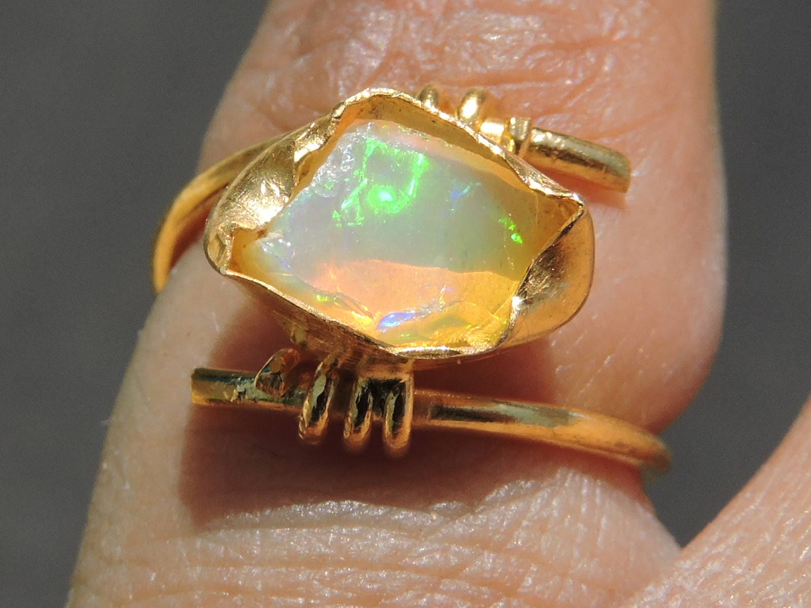 Raw Opal Ring 1 Pc Very Beautiful 22 Kt Gold Polished Over Etsy