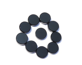 10 Pcs Natural Black Onyx Flat Polished Coins Loose Gemstone Flat Coins Gemstone Size 14 MM