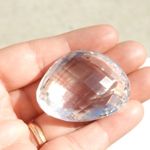 Natural Rock Crystal Quartz Faceted Fancy Shaped Loose Gemstone Size 39X30 MM image 2