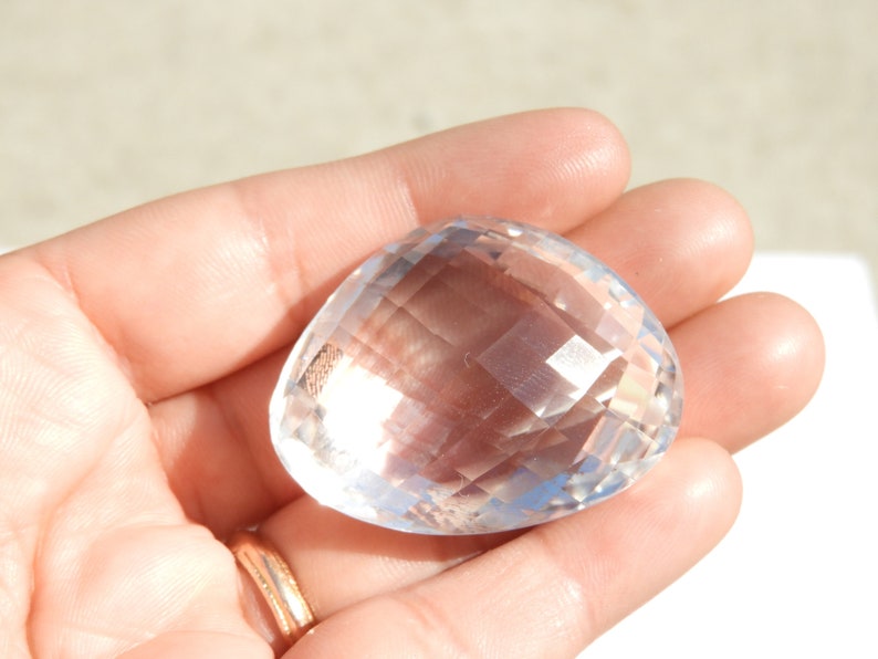 Natural Rock Crystal Quartz Faceted Fancy Shaped Loose Gemstone Size 39X30 MM image 2