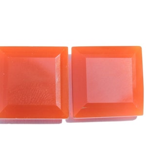 1 Pair Natural Red Onyx Both Side Faceted Cut Stone Square Shaped Onyx Loose Gemstone Jewellery Making Gemstone Onyx Cabochons Size 20 MM