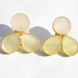Raw Gemstone Earrings Raw Rose Quartz Lemon Topaz Earrings Natural Rough Earrings Matte Finish Earrings Gemstone Earrings