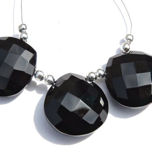 3 Pcs Natural Black Onyx Faceted Heart Shaped Beads Faceted Heart Gemstone Beads Size 18 MM