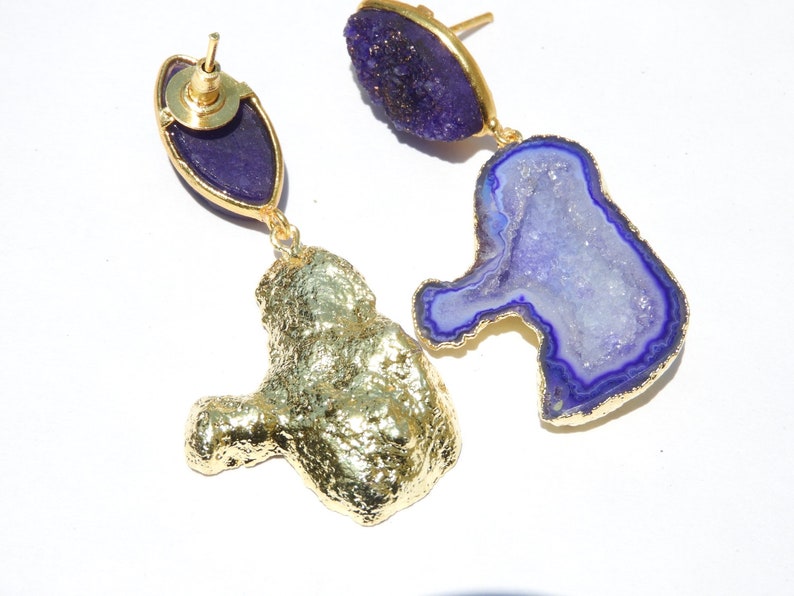 On Sale Druzy EarringsSolar Druzy EarringsGemstone Earrings22 Kt Gold Electroplated Cave Druzy Earrings Gift For Her