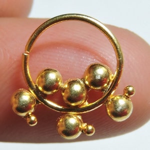 Anillo de nariz indio 1 pieza oro de 22 quilates pulido en plata de ley 92,5 anillo de nariz indio nariz Bali aro de nariz diseñador nariz Bali