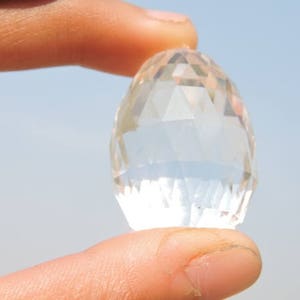 1 Pc Natural Rock Crystal Quartz Faceted Egg Shaped Loose Gemstone Crystal Egg Gemstone Egg Size 35X24 MM