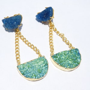 Druzy Earrings/Solar Druzy Earrings/Gemstone Earrings/22 Kt Gold Electroplated Cave Druzy Earrings Gift For Her