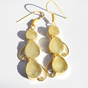 Raw Gemstone Earrings Natural Rough Earrings Lemon Topaz Earrings Gemstone Earrings Gift For Her