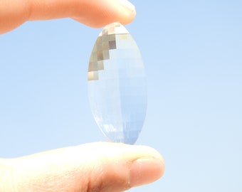 Natural Rock Crystal Quartz Faceted Fancy Shaped Loose Gemstone Size 39X17 MM