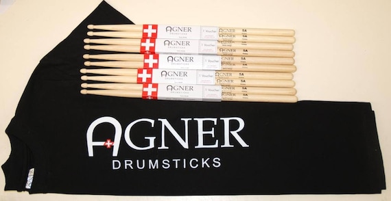Agner Drumsticks T Shirt Hickory Bundle No. 10