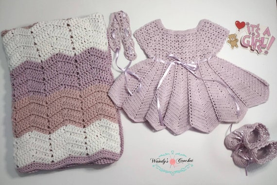 Crochet Baby Dress Crochet Baby Set Newborn Outfit Lilac - Etsy