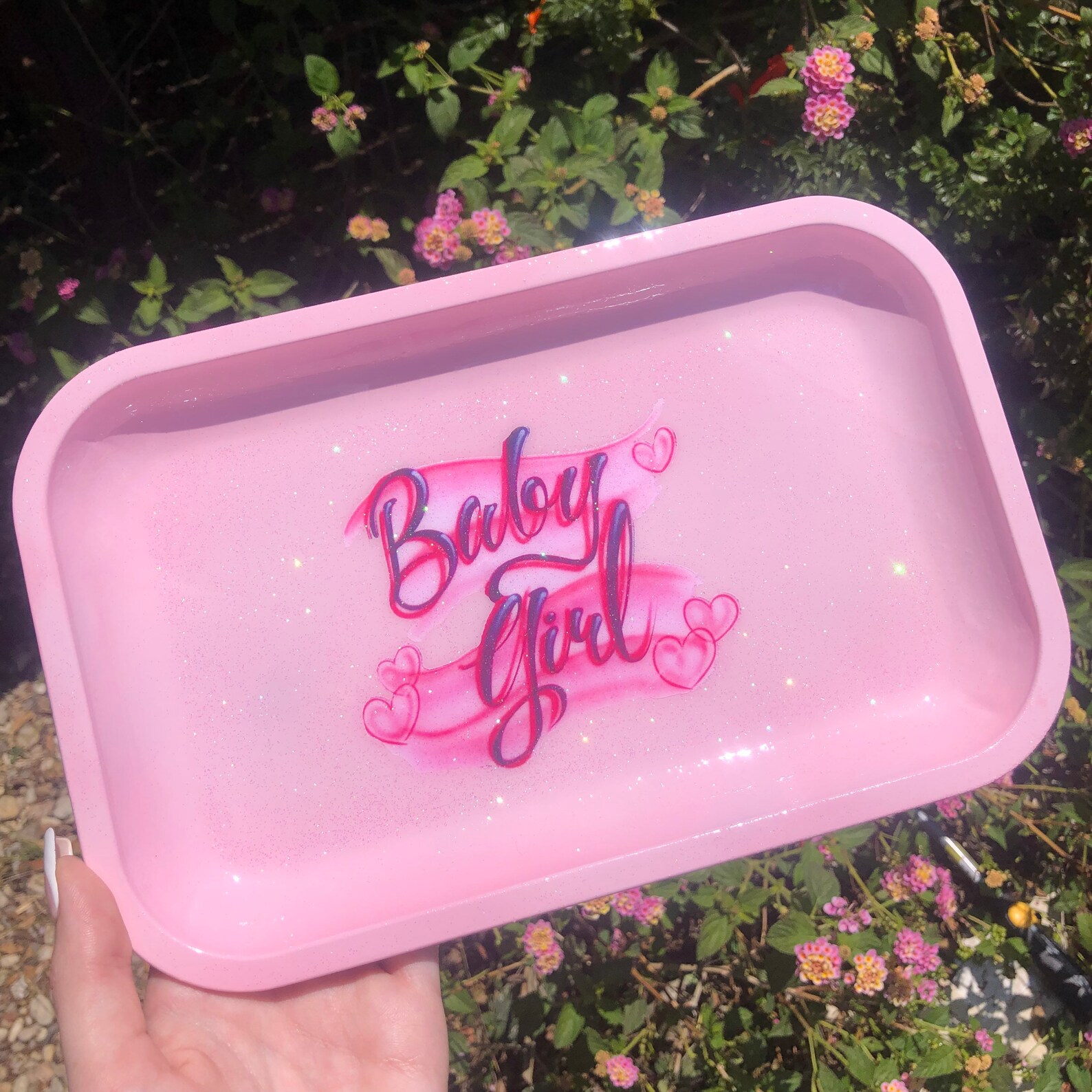 Baby Girl Pink Glitter Rolling Tray Custom Tray Y2k Etsy