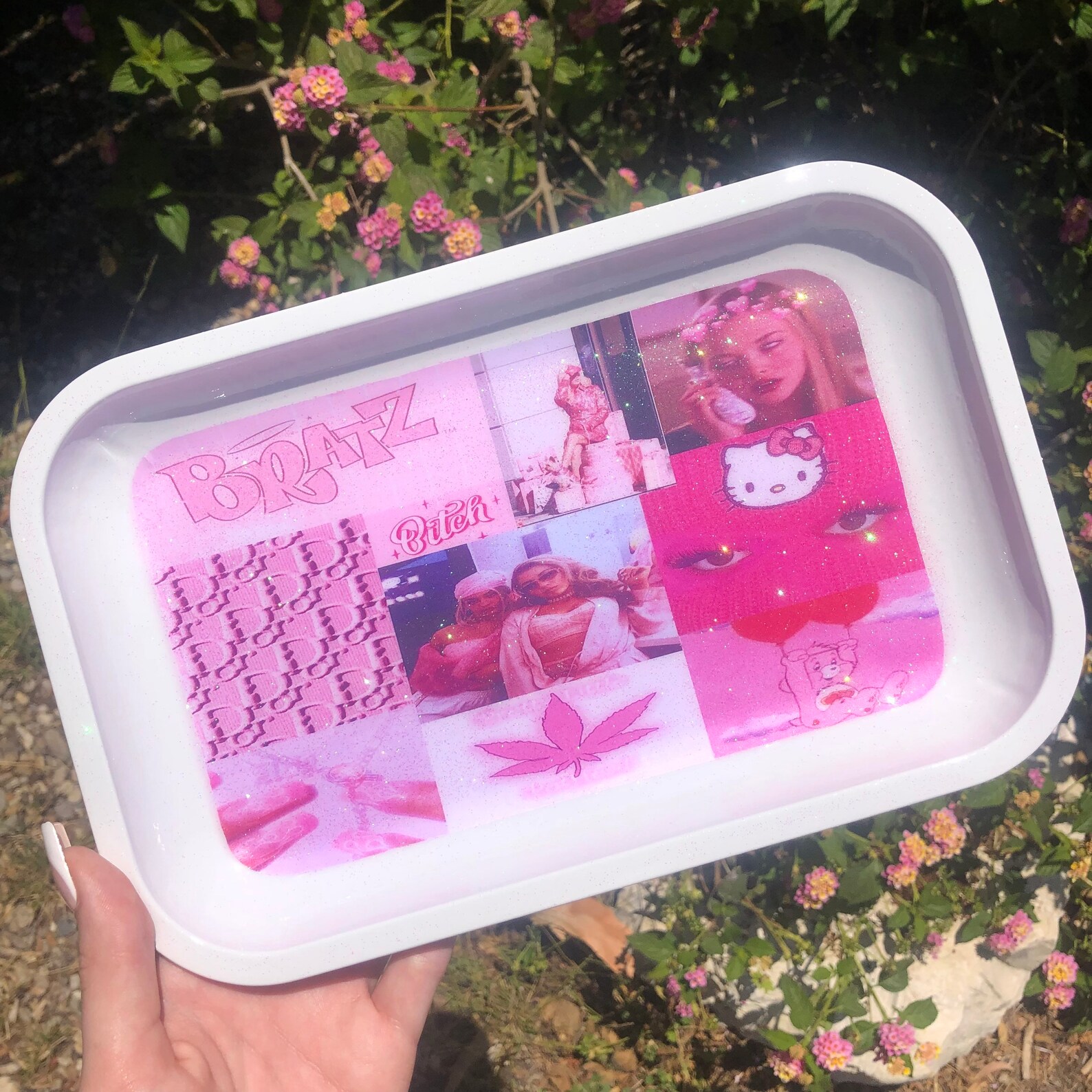 Pink aesthetic glitter rolling tray y2k rolling tray Etsy