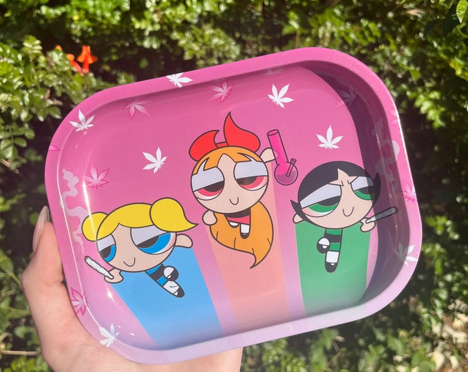 Stoner Powerpuff Girls Rolling Tray SMALL Rolling Tray Cute Girly Smoke