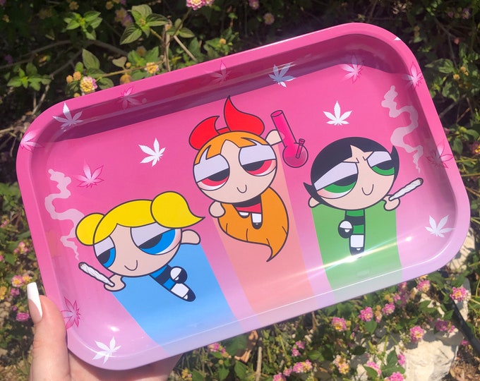 Powerpuff Girl Rolling Tray Cute Stoner Girl Tray Smoke Accessories Etsy