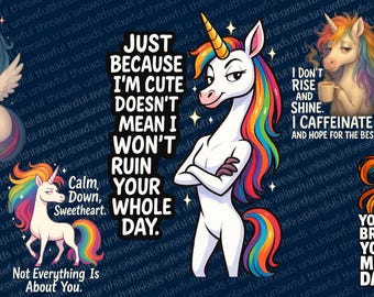 Unicorn Boss Babes png bundle five images