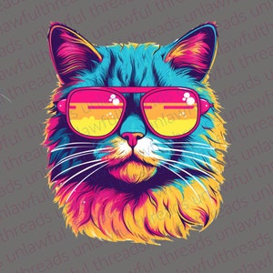 Cool Cats Sunglasses FIVE clear png files 3600x3600.