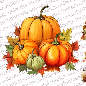 Autumn, Fall, Pumpkins, Leaves Five clear png files 3600x3600