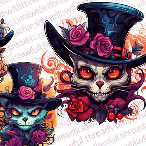 Spooky Hat Cat colorful   FOUR   clear png files 3600x3600