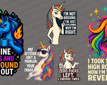 Unicorn Boss Babes png bundle 5 images