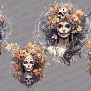 Skull Witch Goddess FOUR clear png files 3600x3600.