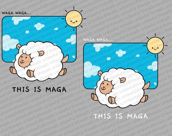 これは MAGA です | 面白い政治ミーム | 羊の風刺 PNG デザイン バンドル | 昇華印刷とグッズ作成用の 2 つの透明デジタル ファイル