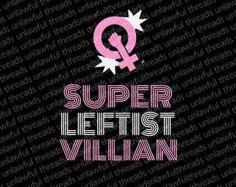 Superlinkse schurk, digitale png-stijl: feministisch empowermentontwerp voor T-shirts, mokken en posters