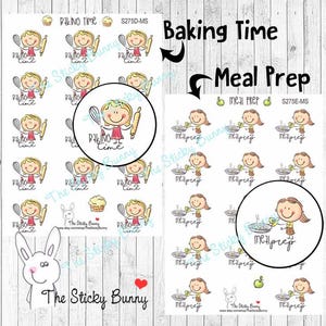 Happy Kids - Tempo di Infornare o Prepara la cena - Adesivi per Planners, Diari, Agende, Hobonichi (S275D+E-MS)